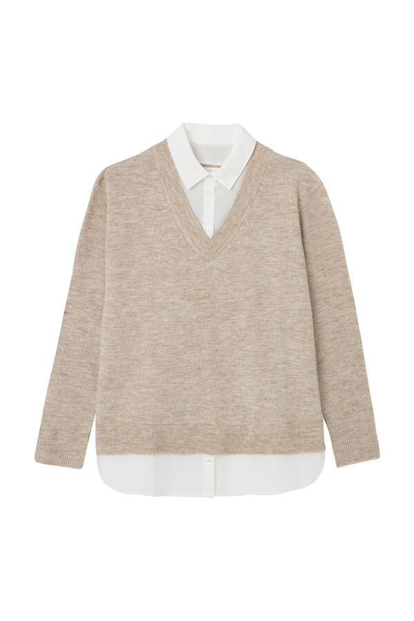 Springfield Camisola de camisa combinada cru