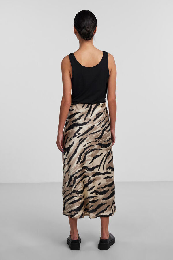 Pieces Saia midi com estampado print cru