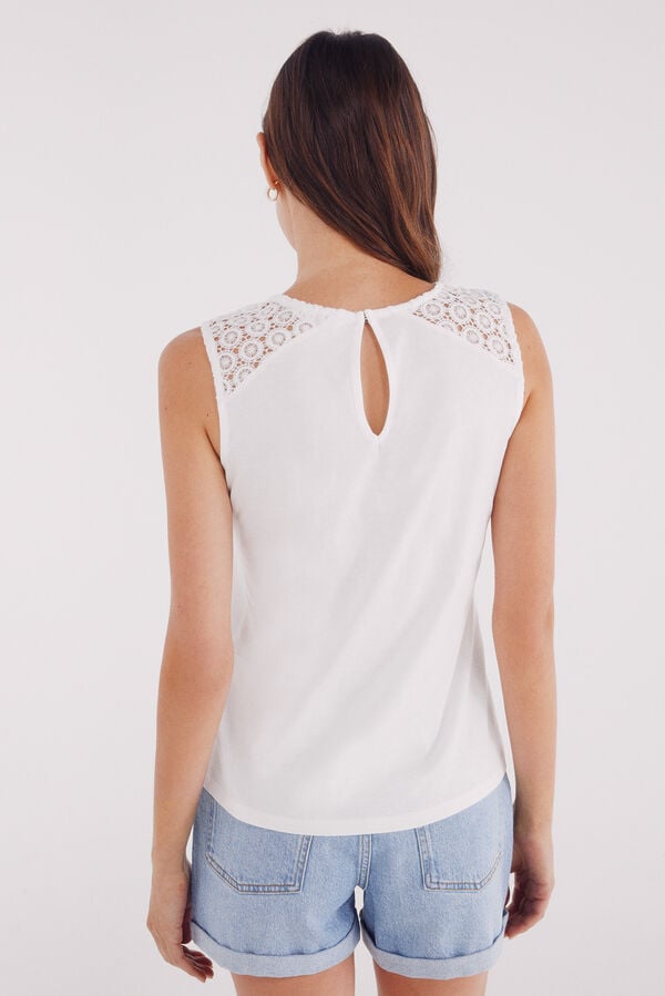 Springfield Camiseta de crochet com ombros cru