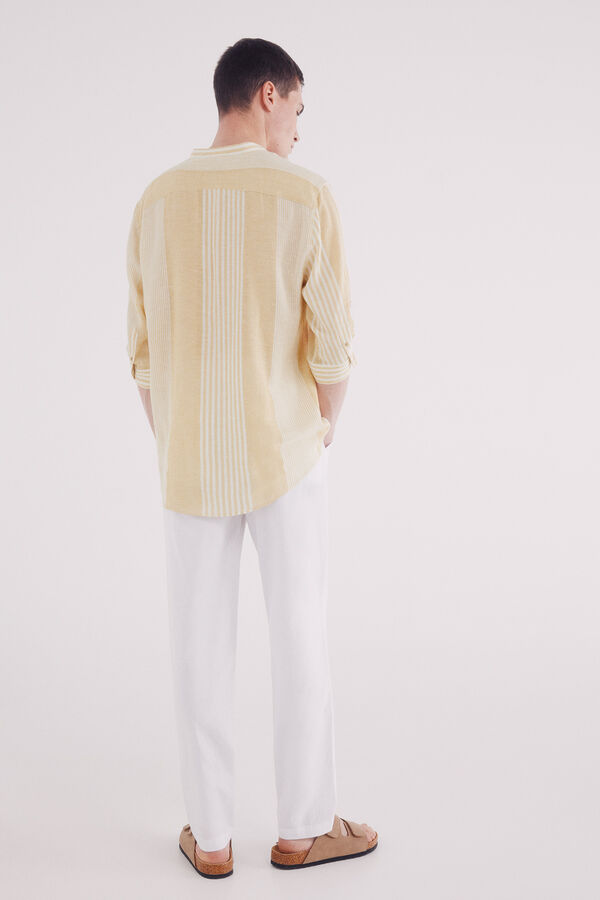 Springfield Pantal&oacute;n chino lino slim fit blanco