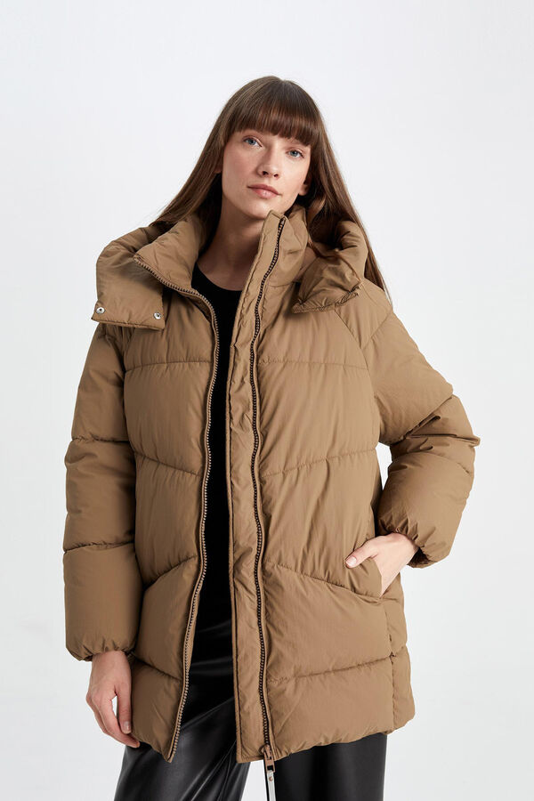 DeFacto Parka impermeable con capucha tostado