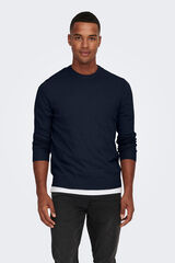Only & Sons Su&eacute;ter masculino com gola redonda e regular fit azul