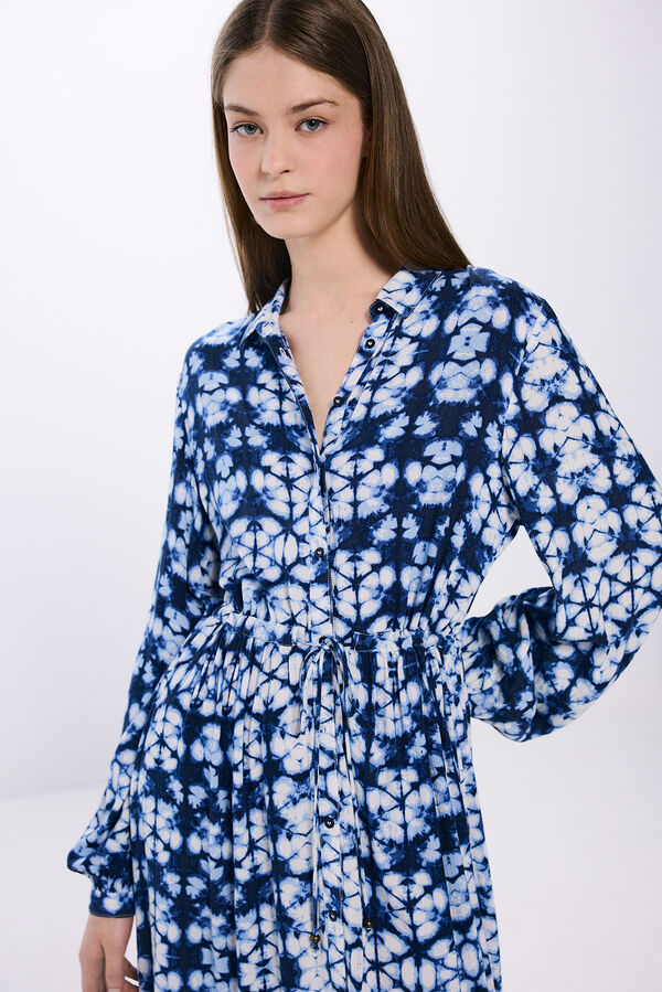 Springfield Vestido Midi Camisero Tie Dye azul