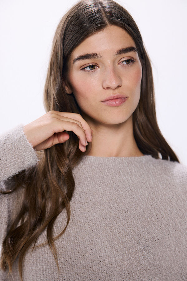 Springfield Camiseta chenilla escote redondo nude