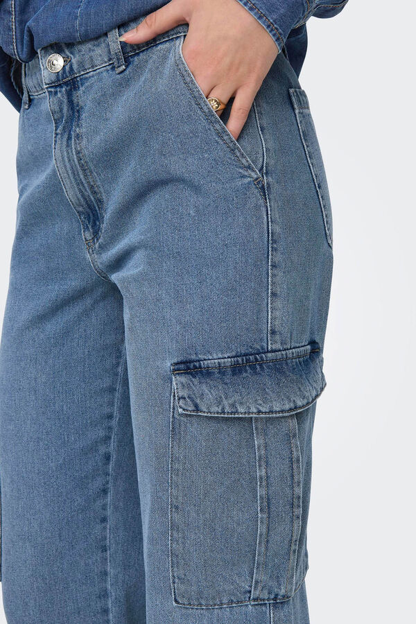 Only Cargo-Jeans hoher Bund azul