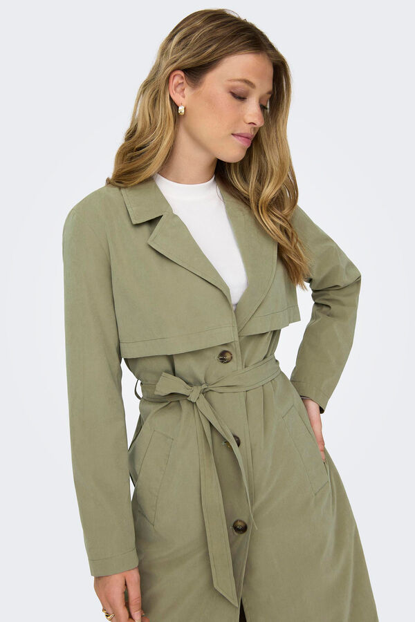 JDY Gabardina con botones verde