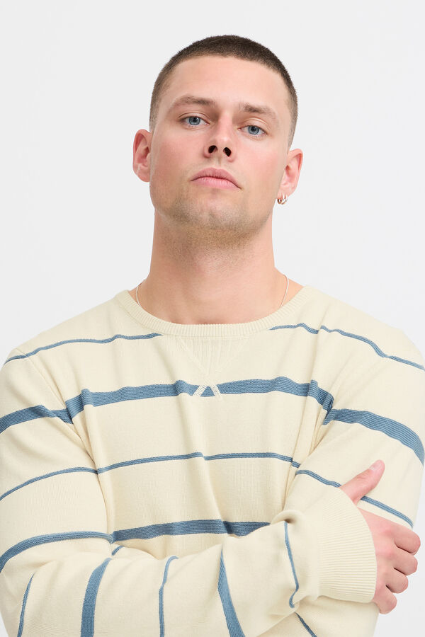 Blend Jersey de punto con cuello redondo marfil