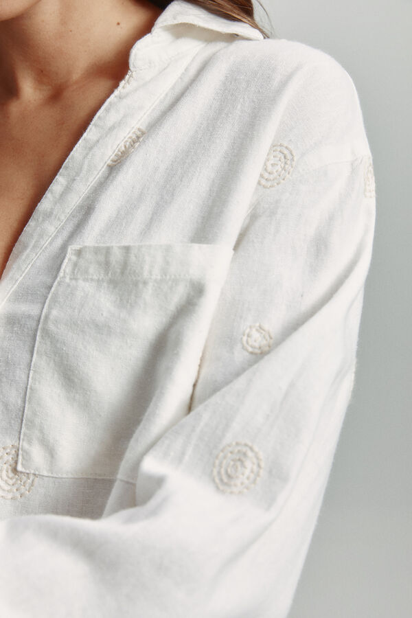 Only Camisa manga comprida de linho  branco