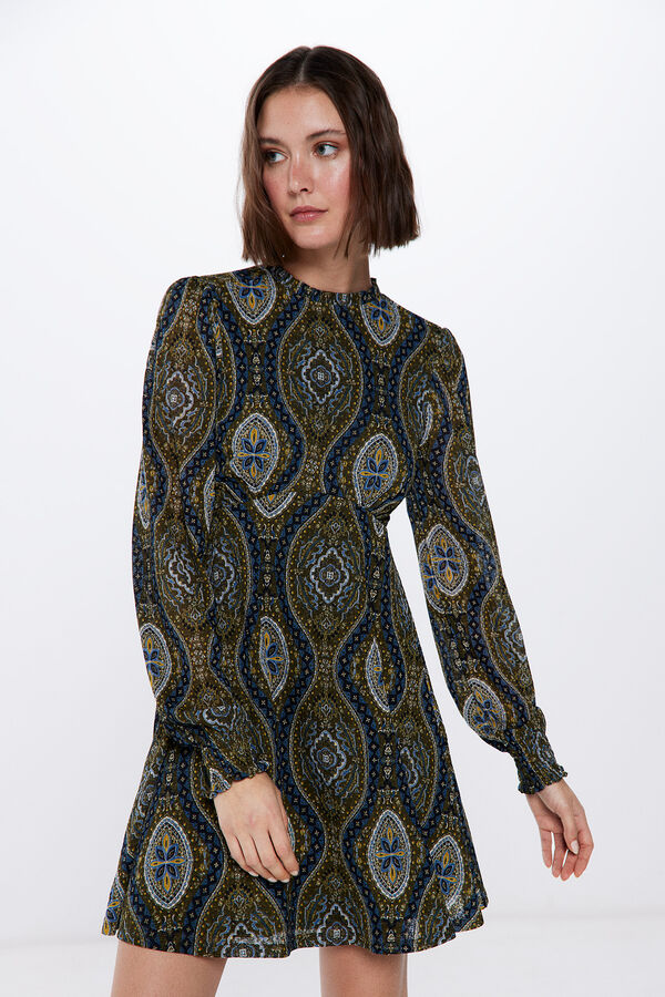 Springfield Vestido Corto Estampado Boho azul