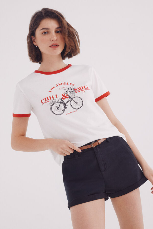 Springfield Shorts calças chino com cinto preto