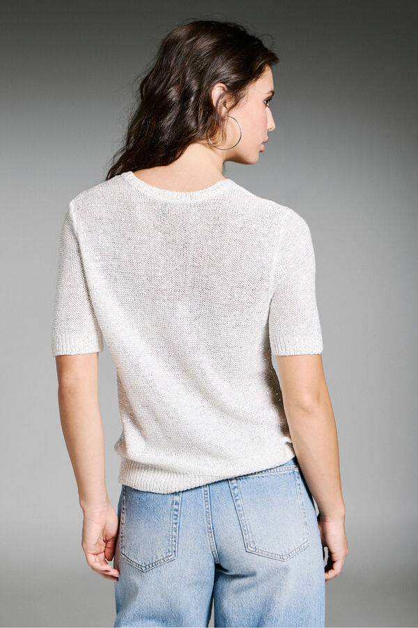 Only Top de malha com lantejoulas branco