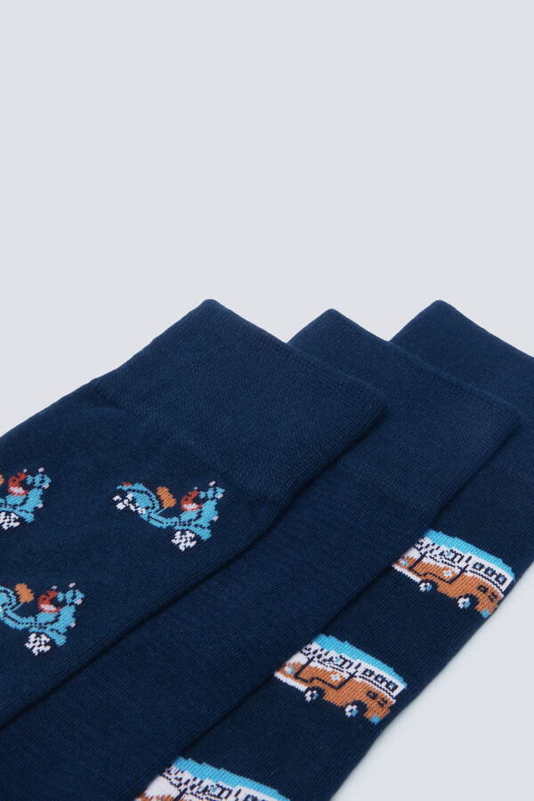 Springfield Pack 3 calcetines rayas y vespas verde