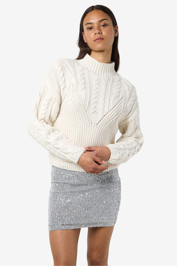 Noisy May Su&eacute;ter Perkins com mangas tran&ccedil;adas branco