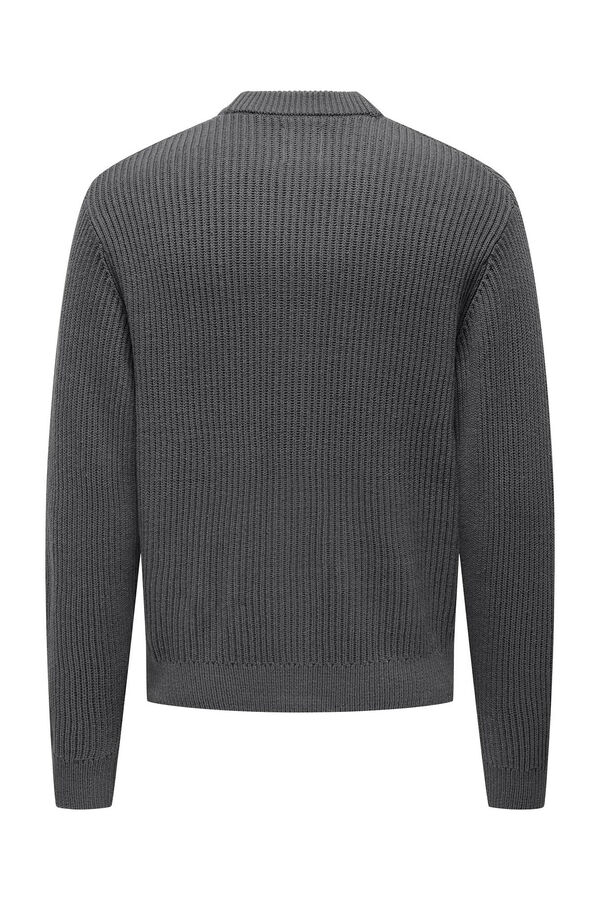 Only & Sons Cardigã masculino de malha com gola em V cinzento