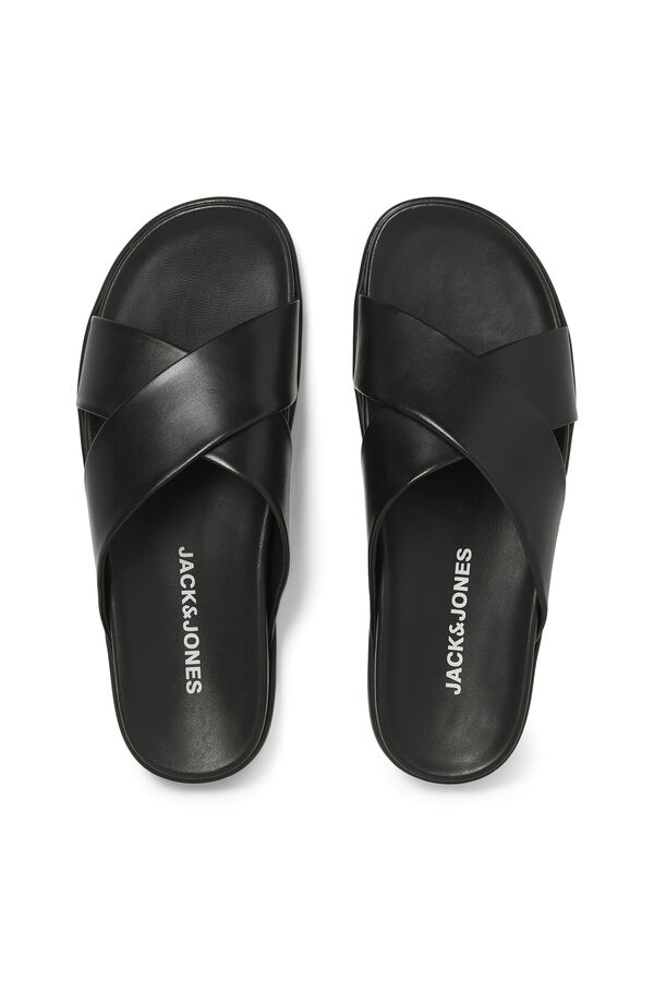 Jack & Jones Sandalia cruzada de piel negro