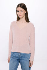 Springfield Camiseta de ombro em chenille de crochet rosa