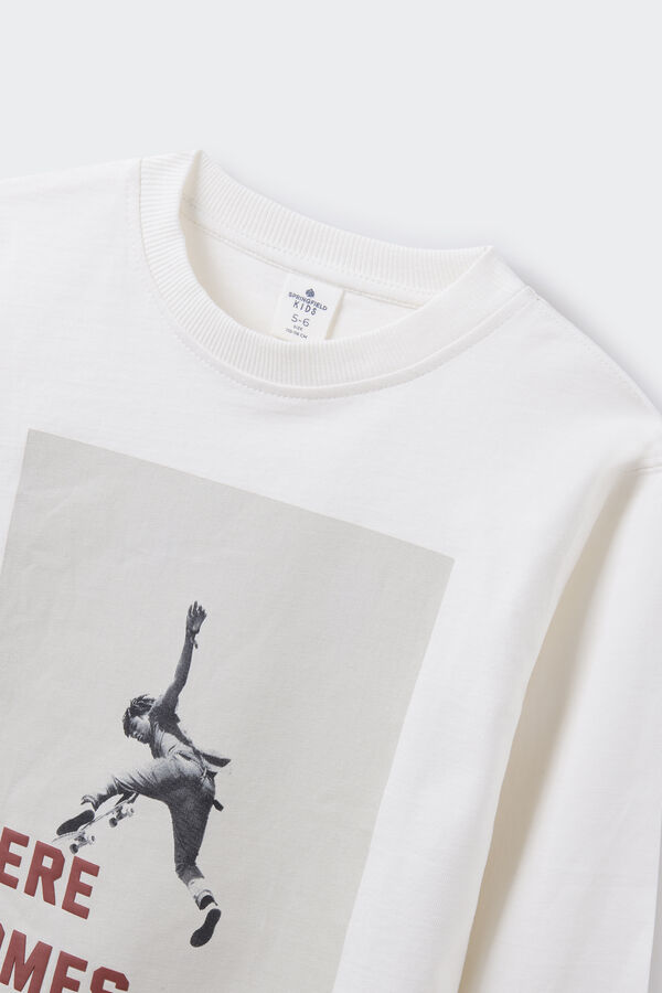 Springfield Kids T-shirt grossa "here comes the fun" menino bege