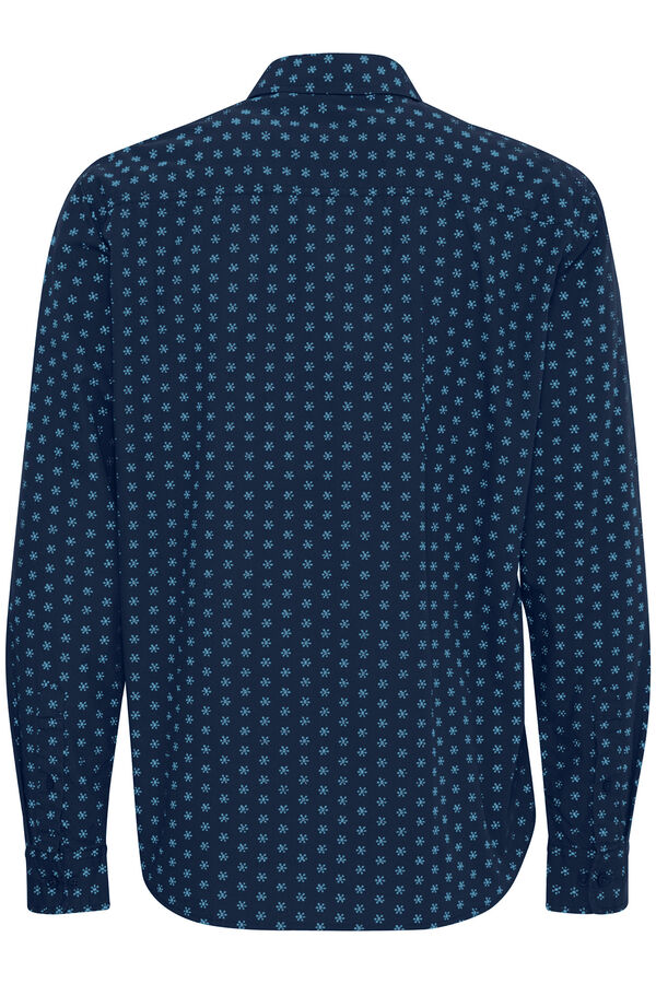 Blend Camisa Manga Comprida Estampada  azul