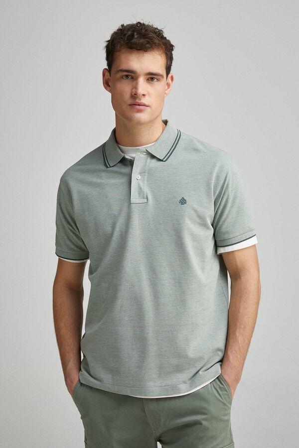 Springfield Polo piqu&eacute; detalhes contraste regular fit verde