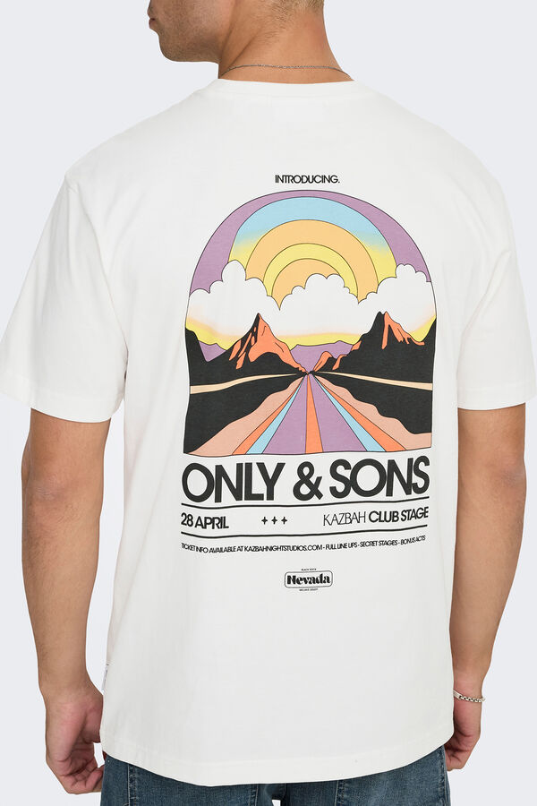 Only & Sons Herren-T-Shirt mit entspannter Passform. 100 % Bio-Baumwolle. branco