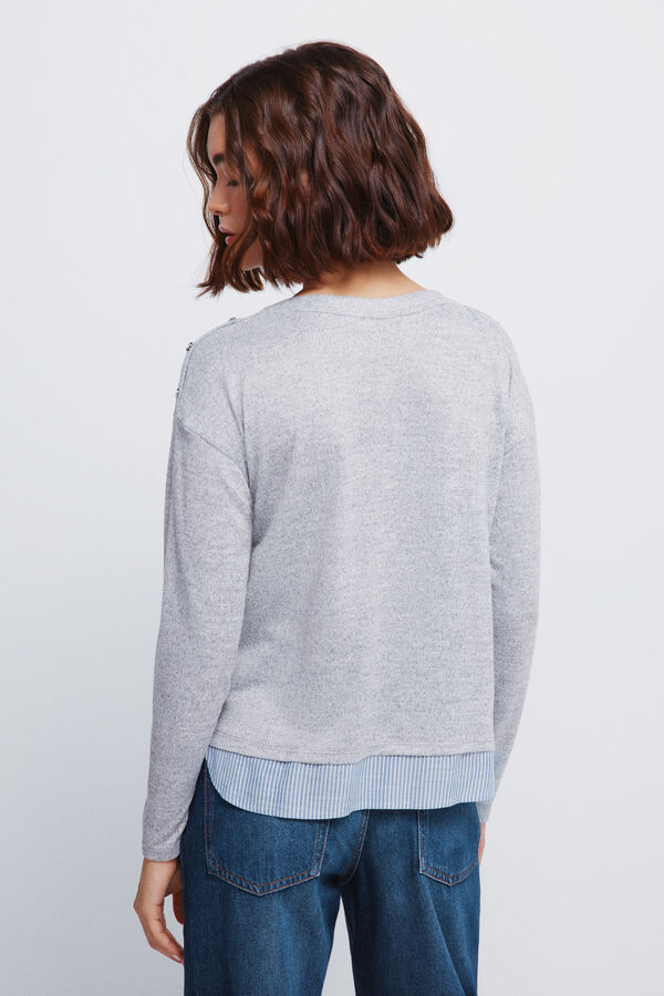 Springfield Camiseta combinada hombro botones gris