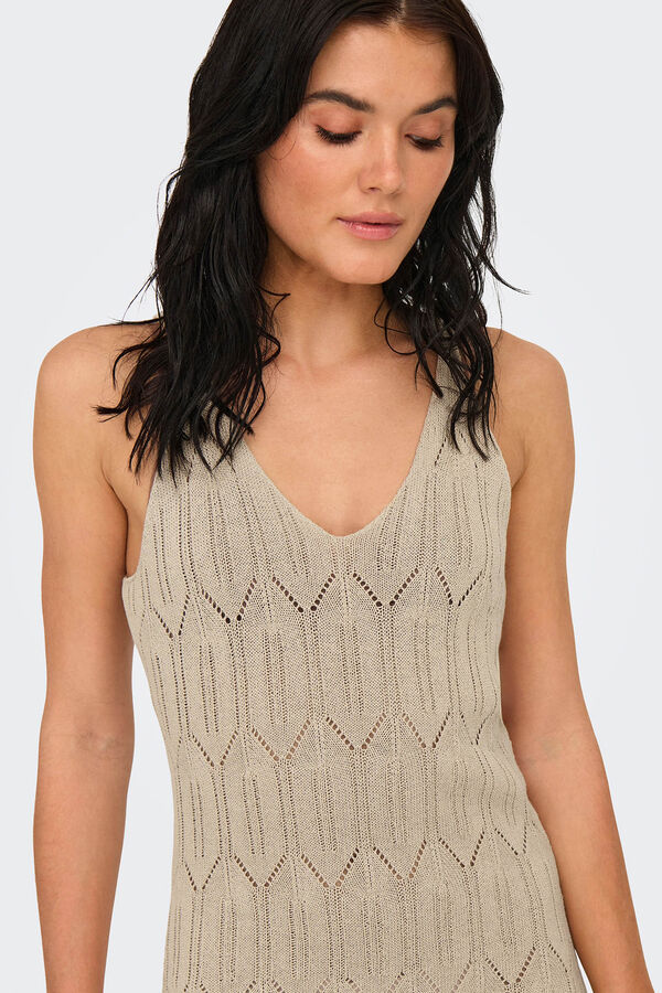 Only Vestido midi de crochet gris