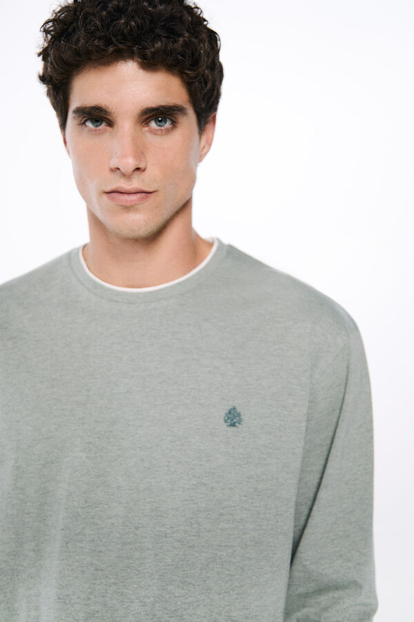 Springfield Camiseta manga larga doble melange verde