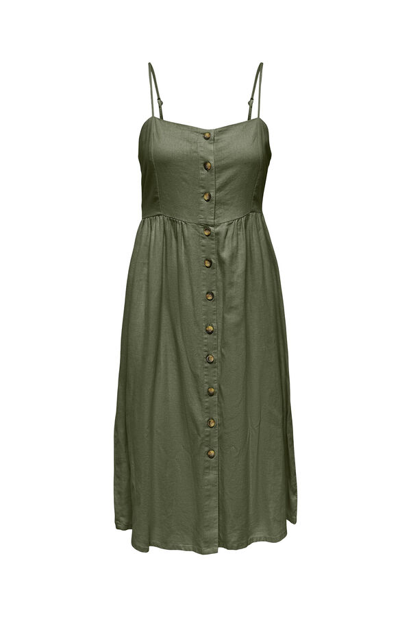 JDY Vestido de lino midi kaki
