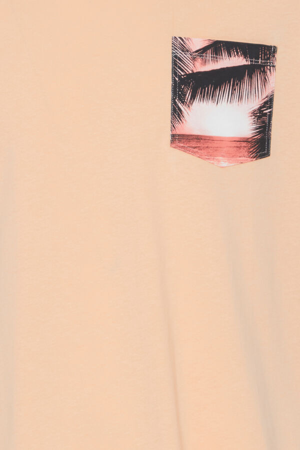 Blend T-shirt Manga Curta - Bolso Estampado rosa