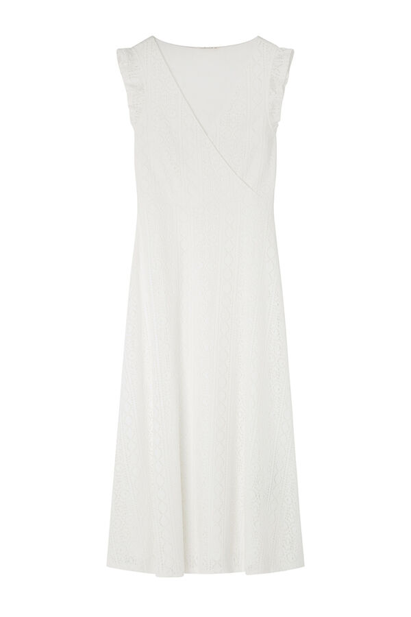 Springfield Vestido Midi Crochet blanco