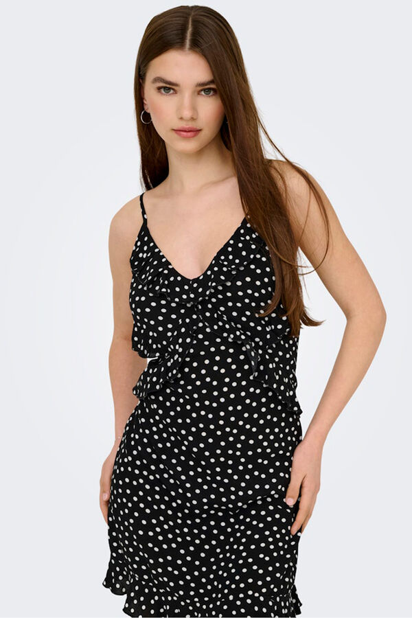 Only Vestido curto de al&ccedil;as preto