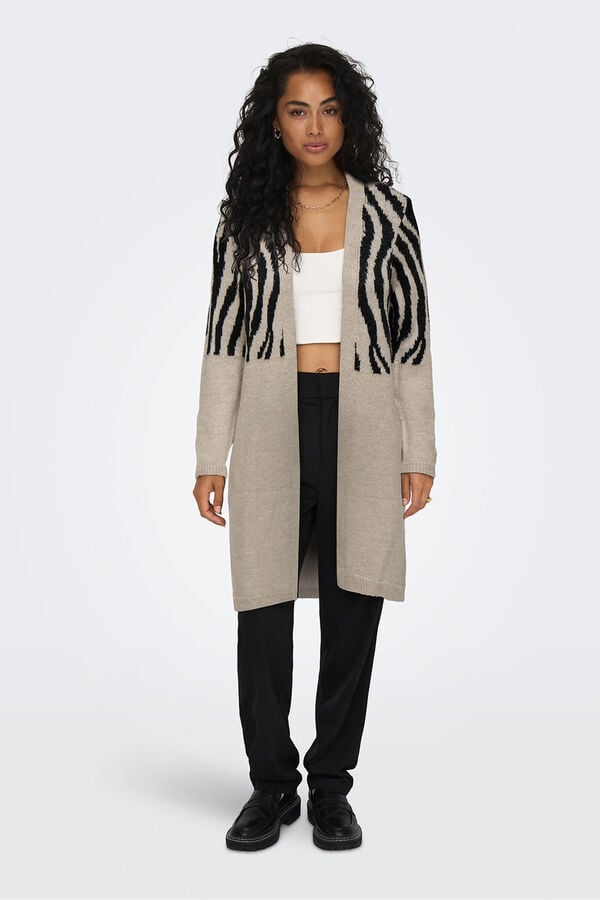 Only C&aacute;rdigan largo animal print blanco