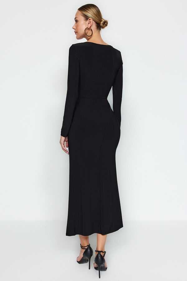 Trendyol Vestido maxi de punto negro