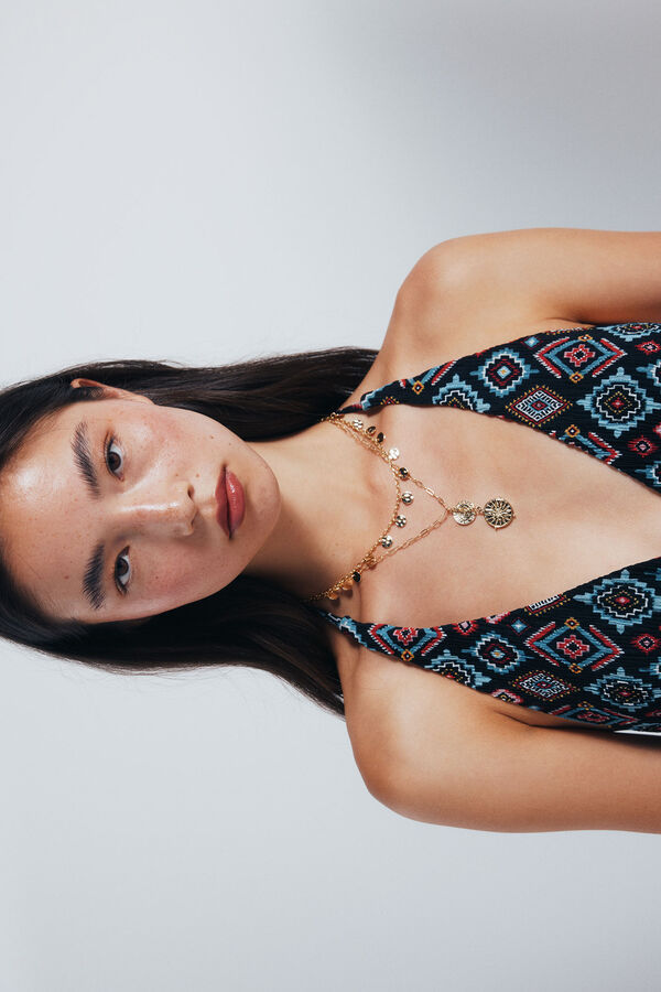 Springfield decote halter com estampado preto