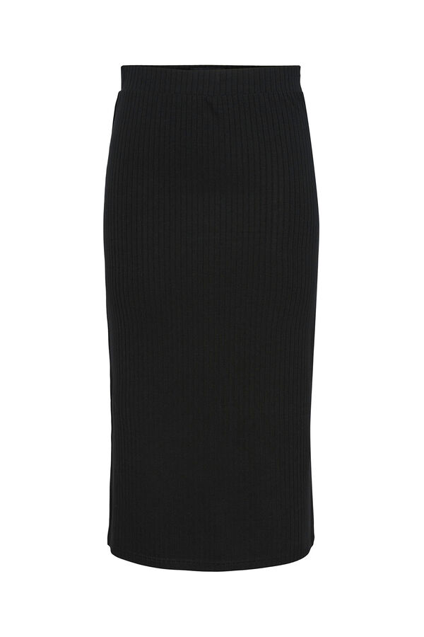 Pieces Falda midi negro