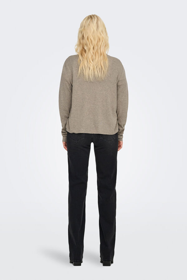 JDY Cardigan de manga larga y cuello polo nude