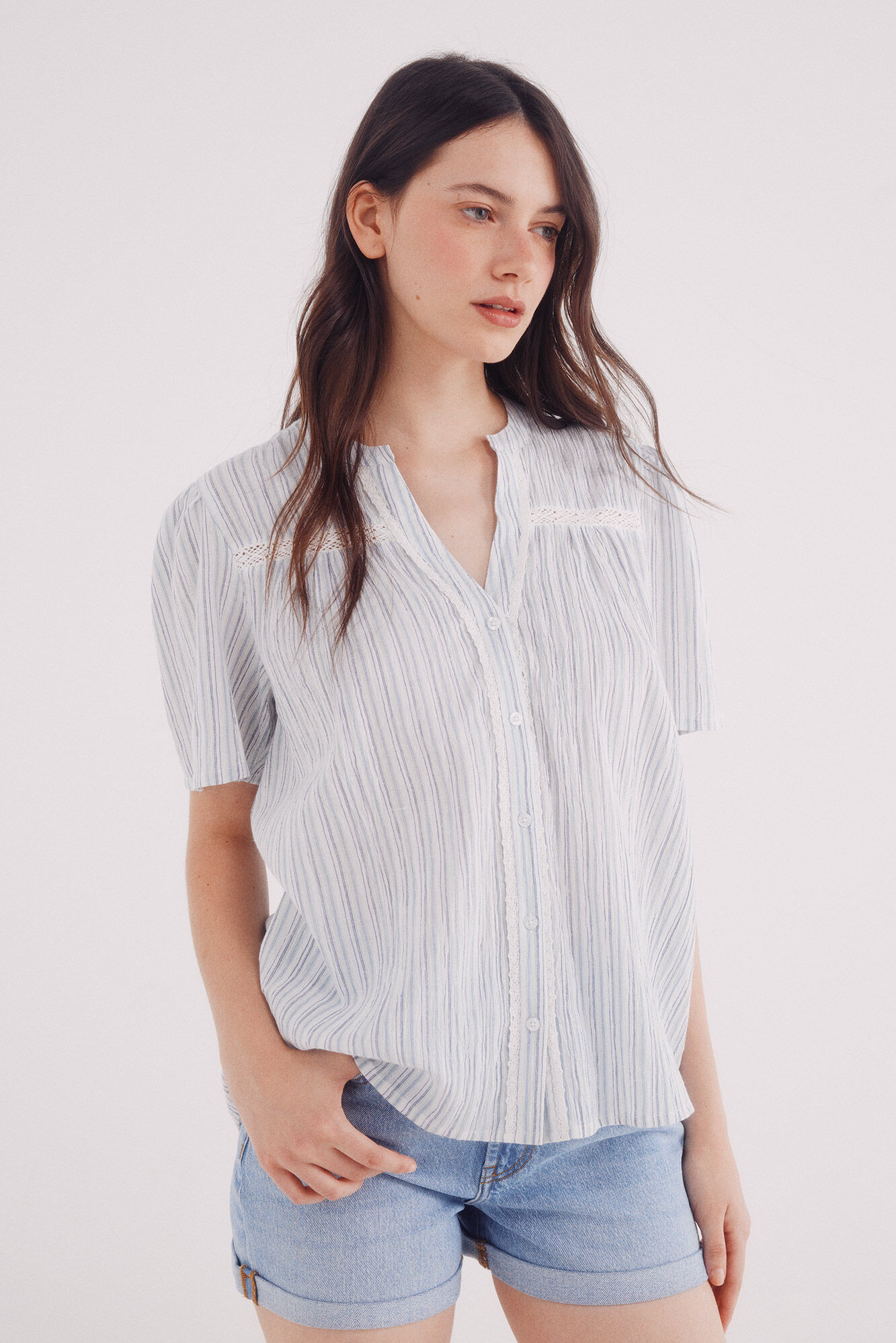 Springfield Blusa rom&acirc;ntica la&ccedil;o