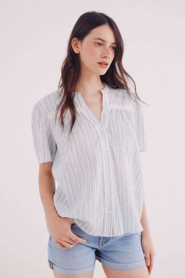 Springfield Blusa rom&acirc;ntica la&ccedil;o verde