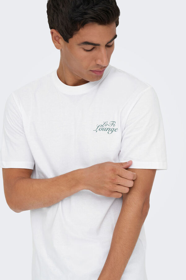 Only & Sons Camiseta dibujo frontal y trasero blanco