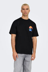 Only & Sons Herren-T-Shirt mit entspannter Passform. 100 % Bio-Baumwolle. preto
