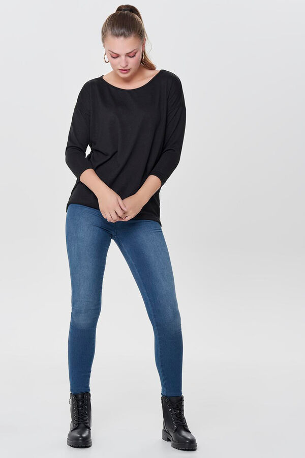 Only Camiseta fluida de manga meia  preto