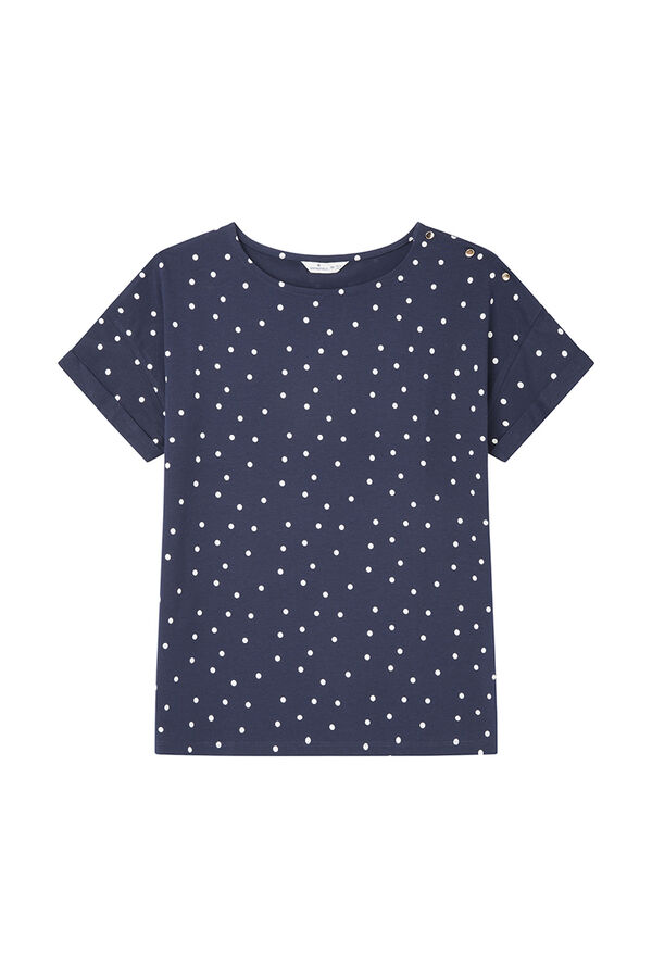 Springfield Camiseta estampada botones hombro azul