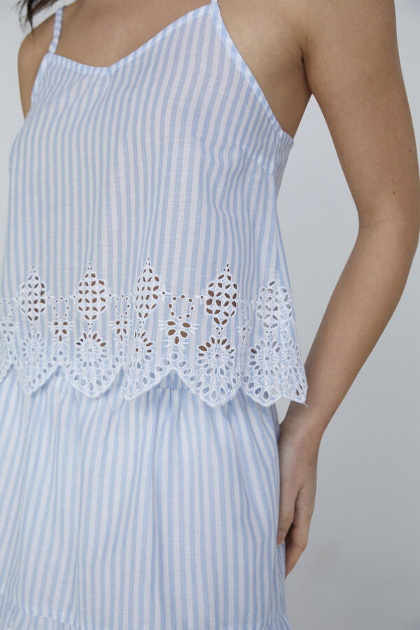 Only Top al&ccedil;as bordado ingl&ecirc;s branco