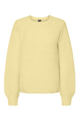 Pieces Jersey cuello redondo b&aacute;sico amarillo