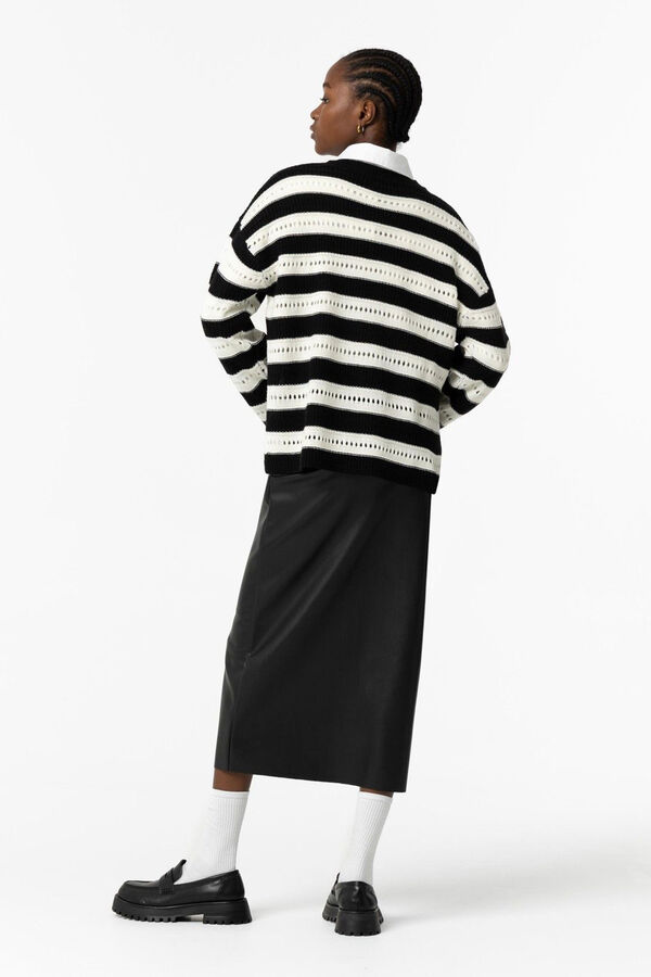 Tiffosi Falda Midi Efecto Piel con Nudo negro