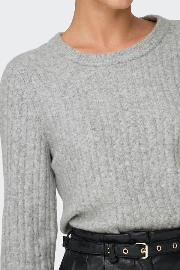 Only Camisola de malha canelada cinzento