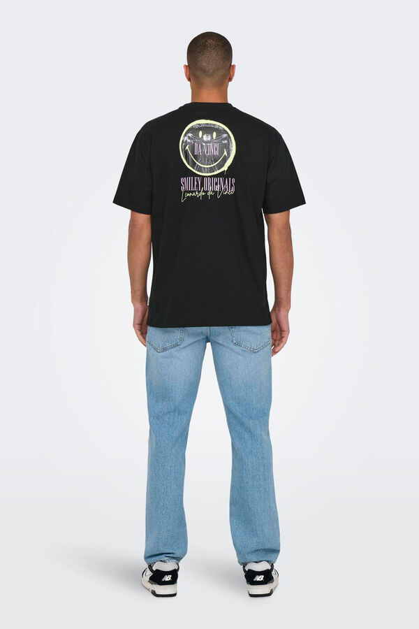Only & Sons Camiseta de manga corta y dibujo frontal negro