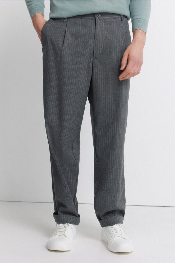 Springfield Pantal&oacute;n recto rayas relaxed fit gris