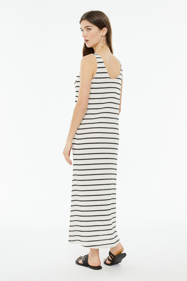 System Action Vestido midi riscas marinheiro bege