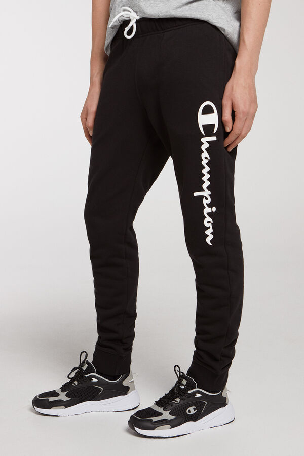 Champion jogger pu&ntilde;o con logo en pierna negro